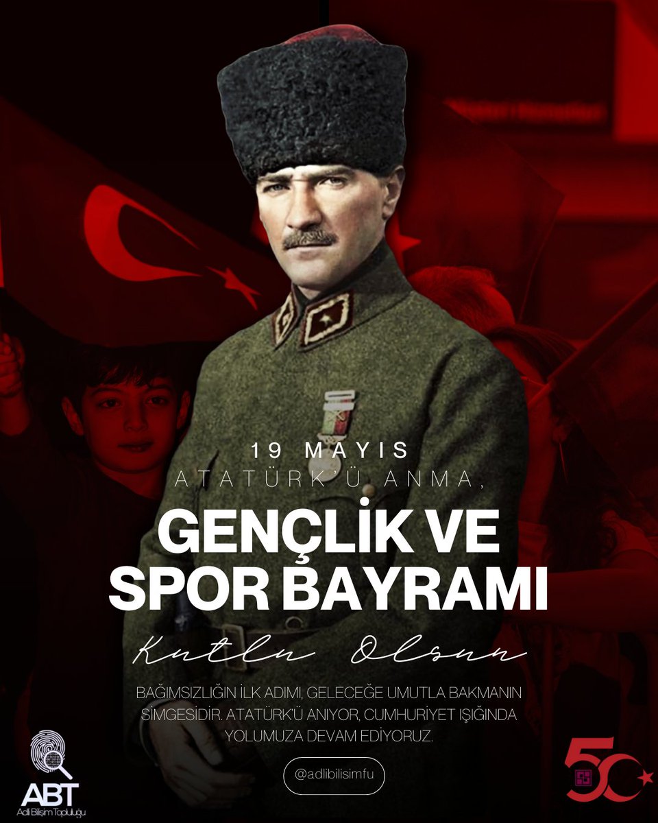 🇹🇷 19 Mayıs Atatürk’ü Anma, Gençlik ve Spor Bayramı Kutlu Olsun!
Mustafa Kemal Atatürk’ün Samsun’a çıkarak bağımsızlık meşalesini yaktığı bu anlamlı gün, yalnızca bir kurtuluşun başlangıcı değil; aynı zamanda gençliğe duyulan sonsuz güvenin bir nişanesidir.
#19mayis1919