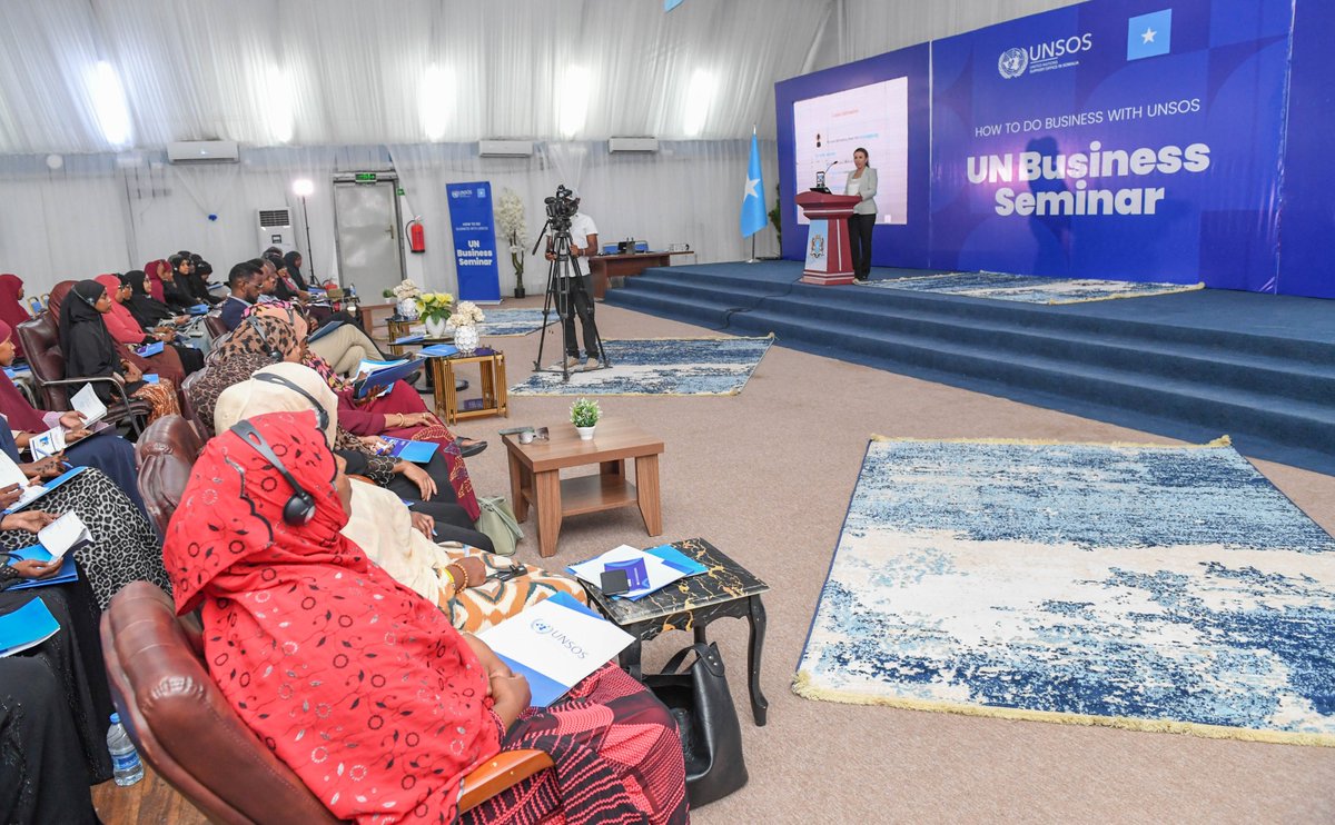 UNSOS (@unsos_) on Twitter photo To empower Somali women entrepreneurs on doing business with <a href="/UN/">United Nations</a>, #UNSOS and #Somalia’s Ministry of Commerce and Industry (<a href="/mocisom/">MoCI Somalia</a>) held a one-day business seminar in #Mogadishu.
41 women entrepreneurs attended the seminar, officially opened by Federal Deputy Commerce Minister To empower Somali women entrepreneurs on doing business with <a href="/UN/">United Nations</a>, #UNSOS and #Somalia’s Ministry of Commerce and Industry (<a href="/mocisom/">MoCI Somalia</a>) held a one-day business seminar in #Mogadishu.
41 women entrepreneurs attended the seminar, officially opened by Federal Deputy Commerce Minister
