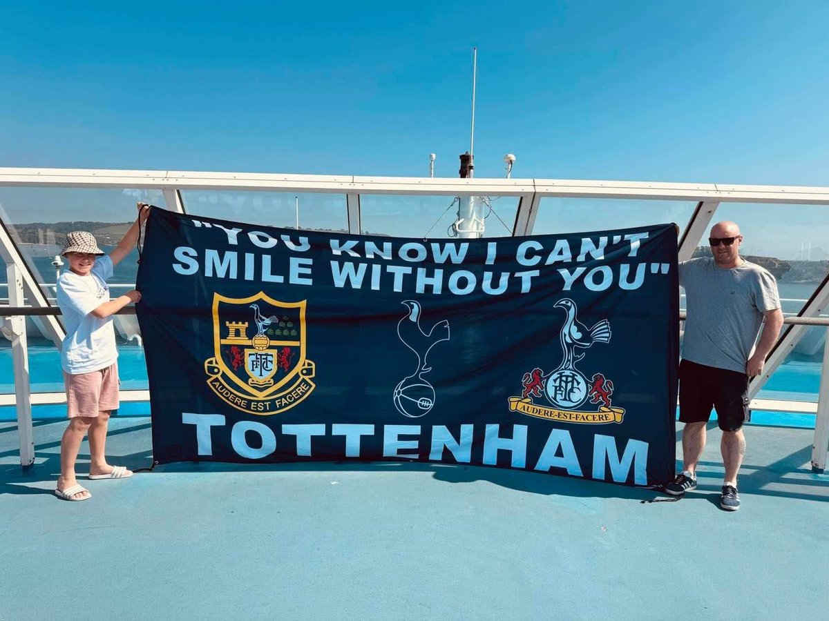 FBAwayDays's tweet photo. Dad and lad on their way to Bilbao for Wednesdays big game! 

👏 #THFC https://t.co/iSkuOAi6B4