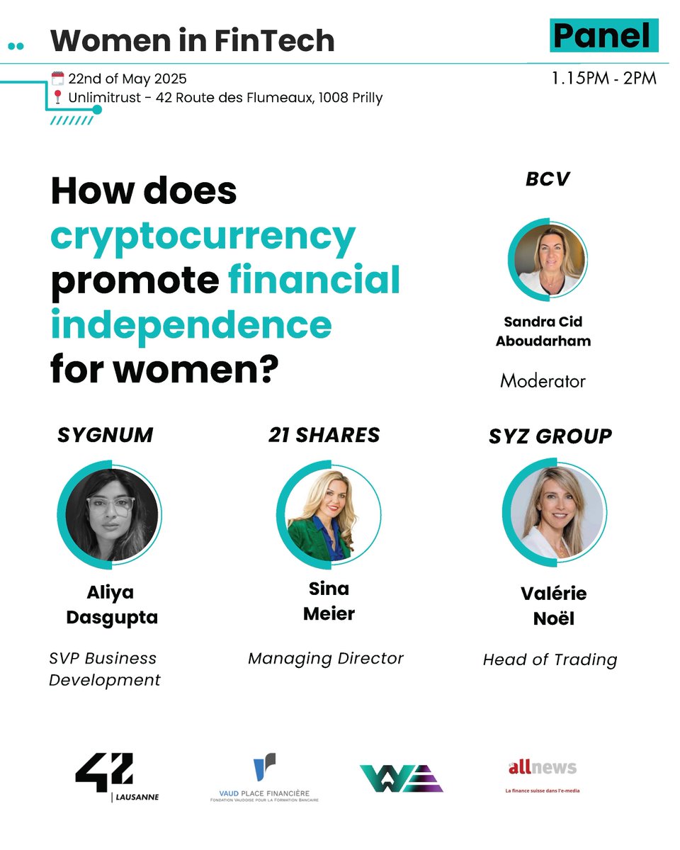 Sygnum Bank (@sygnumofficial) on Twitter photo Sygnum's <a href="/AliyaDG/">Aliya Das Gupta</a> will take the stage at Women in FinTech 2025 organised by <a href="/unlimitrust/">unlimitrust</a>, Women in Web3 Switzerland (<a href="/wiw3ch/">Women in Web3 Switzerland</a>) and Allnews.ch, <a href="/allnews_ch/">allnews</a> in Prilly.
On 22 May at 8:00am CET, <a href="/AliyaDG/">Aliya Das Gupta</a> will discuss "How does cryptocurrency promote financial Sygnum's <a href="/AliyaDG/">Aliya Das Gupta</a> will take the stage at Women in FinTech 2025 organised by <a href="/unlimitrust/">unlimitrust</a>, Women in Web3 Switzerland (<a href="/wiw3ch/">Women in Web3 Switzerland</a>) and Allnews.ch, <a href="/allnews_ch/">allnews</a> in Prilly.
On 22 May at 8:00am CET, <a href="/AliyaDG/">Aliya Das Gupta</a> will discuss "How does cryptocurrency promote financial