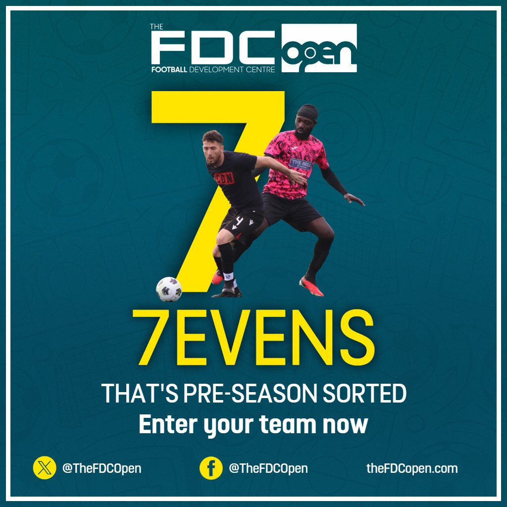 The FDC Open (@thefdcopen) on Twitter photo โก 7๏ธโฃEVENS RETURNS โก
We are delighted to announce the return of #Summer7EVENS!
๐ The FDC Open
๐ Thursday evenings in June & July
๐ค 7 a side, 3 subs max
โฐ 50 minute games
๐ฐ ยฃ45 per game
Sign up ๐
forms.office.com/e/id5WwU6w4V โก 7๏ธโฃEVENS RETURNS โก
We are delighted to announce the return of #Summer7EVENS!
๐ The FDC Open
๐ Thursday evenings in June & July
๐ค 7 a side, 3 subs max
โฐ 50 minute games
๐ฐ ยฃ45 per game
Sign up ๐
forms.office.com/e/id5WwU6w4V