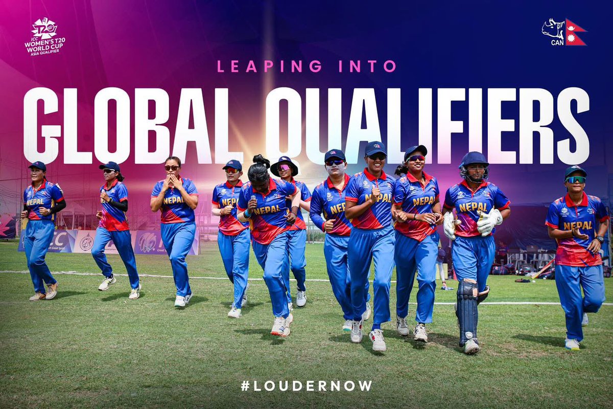 नेपाली महिला क्रिकेटमा नेपाललाई ऐतिहासिक उपलब्धि आईसीसी महिला टी-२० विश्व कप २०२६ ग्लोबल क्वालिफायरमा  पहिलोपटक छनोट भएकोमा नेपाली महिला राष्ट्रिय टिमलाई  हार्दिक बधाई तथा शुभकामना!