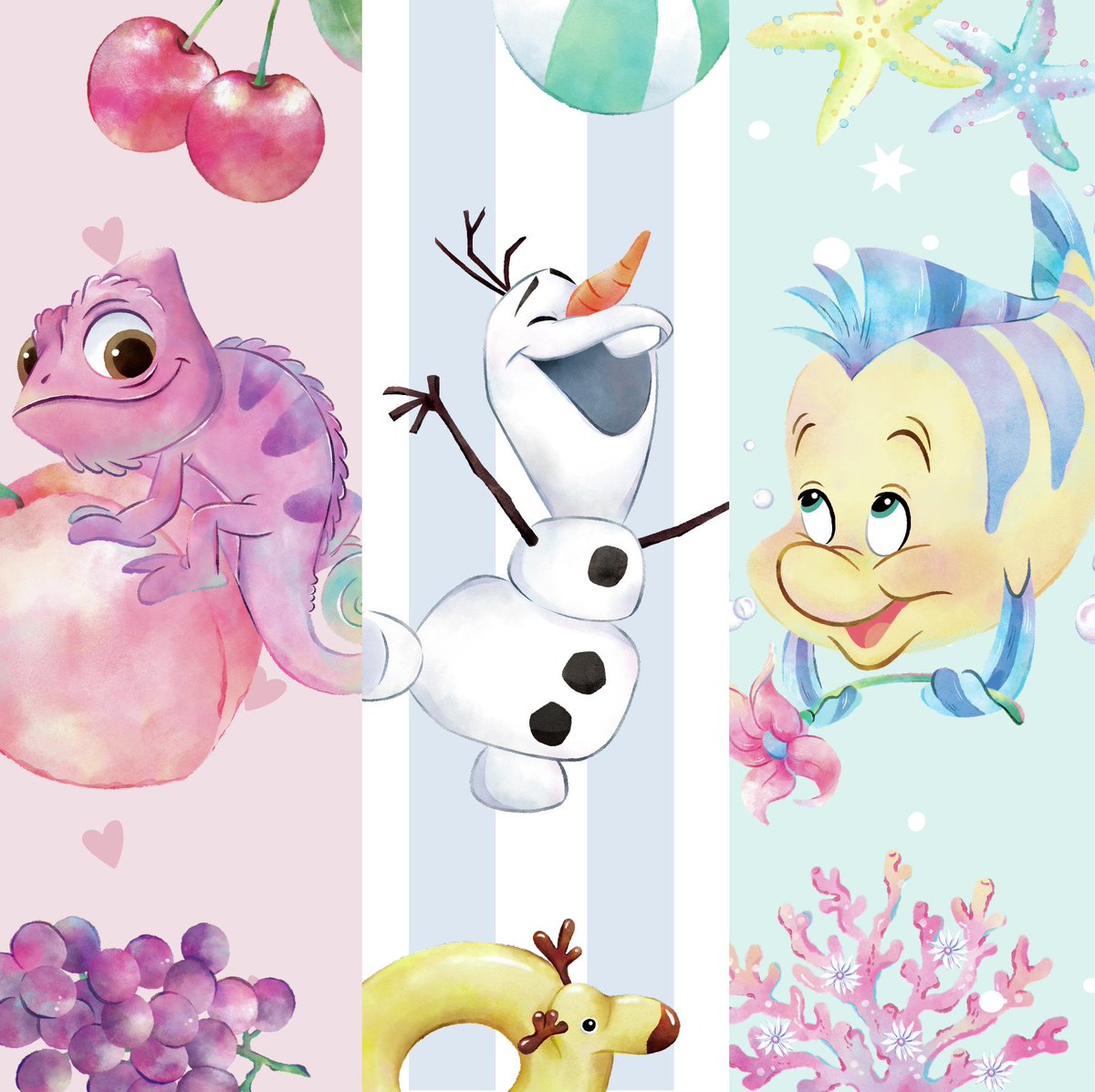 tdr_415's tweet photo. #Disney #ディズニー 
━━━━━━━━━━━━
#ディズニーストア
「水彩タッチ」
✎𓂃近日発売予定

夏に向けた新商品のアートが公開🏖️

涼し気な水彩タッチで描かれたパスカル、オラフ、フランダーのアイテムは近日登場するよෆ˚* https://t.co/wacgZ3WXMT