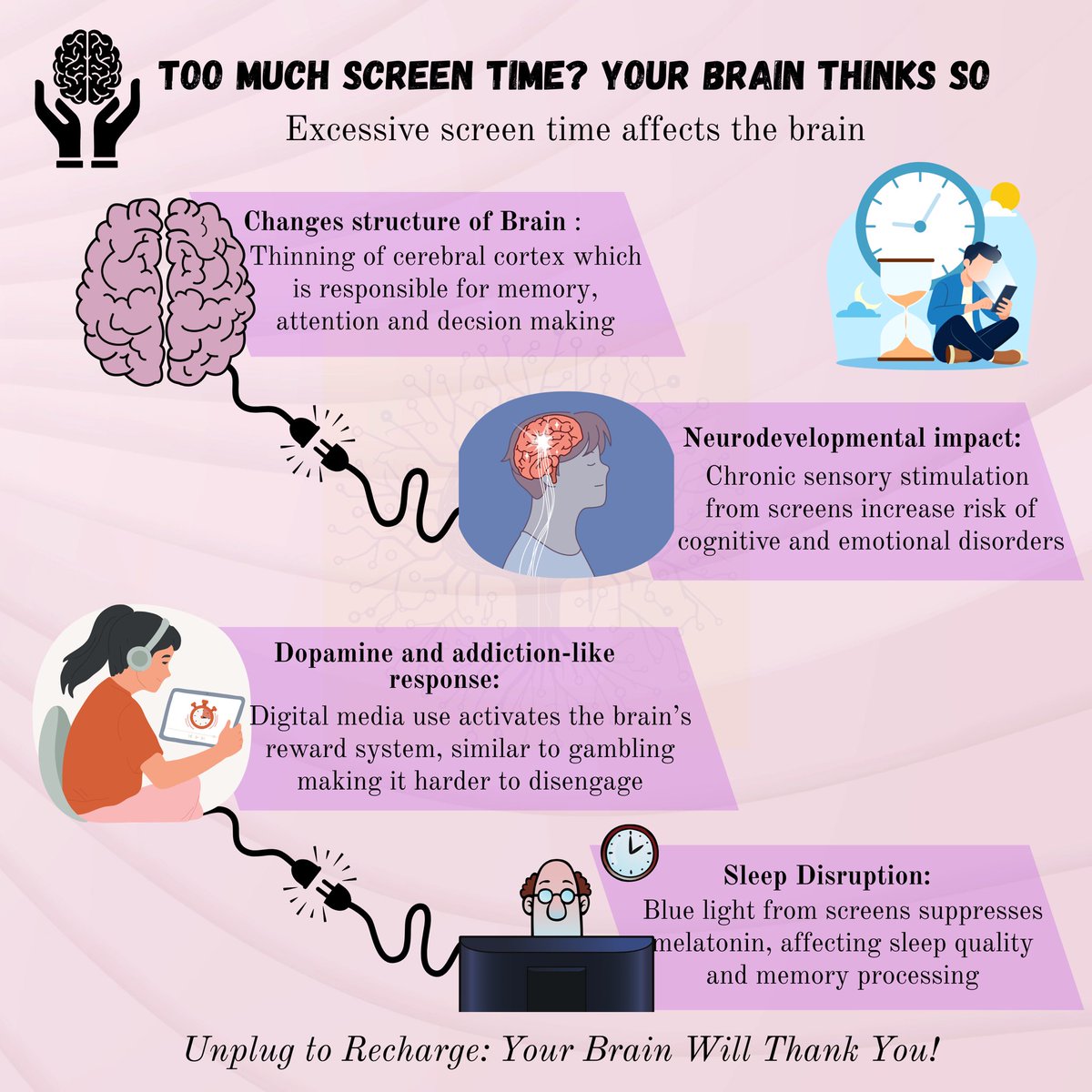 NeurosciforAll's tweet image. 🧠Too Much Screen Time? Your Brain Thinks So***அதிக திரை நேரமா ? உங்கள் மூளையும் அப்படியே நினைக்கிறது***ಹೆಚ್ಚು ಸ್ಕ್ರೀನ್ ಸಮಯ? ನಿಮ್ಮ ಮೆದುಳು ಹೀಗೆ ಯೋಚಿಸುತ್ತದೆ**Çok fazla Ekran Süresİ Mİ? beynİN öyle düşünüyor
📖1. doi.org/10.1007/s11469…
2.longevity.stanford.edu/lifestyle/2024…
#neuroscienceforall