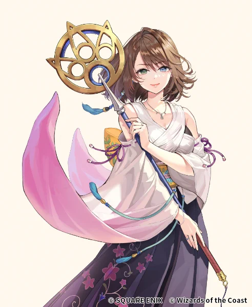 『マジック:ザ・ギャザリング--FINAL FANTASY』「大召喚士、ユウナ」のキャラクターボーダーレス版イラストを描かせて頂きましたどうぞよろしくお願いいたします! #MTGxFINALFANTASY 