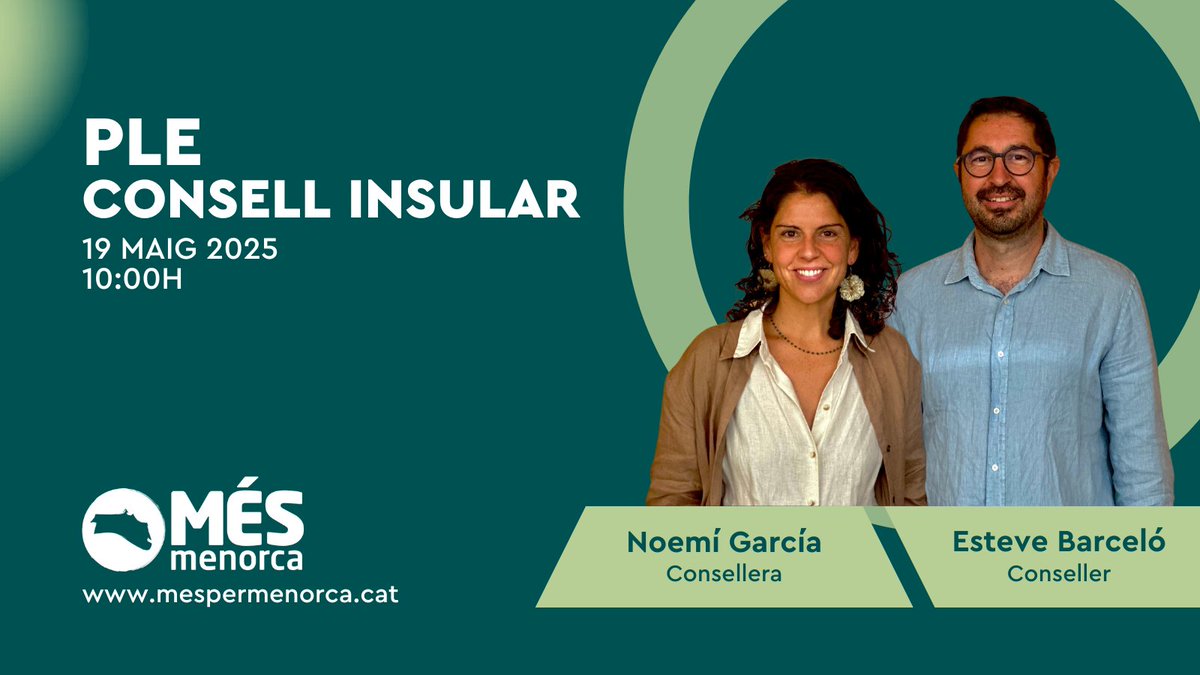 🟢 Bon dia! Avui tenim ple al Consell Insular de #Menorca!

📲 En directe, a partir de les 10h: youtube.com/watch?v=2B1lEX…

#LesPersonesPrimer 💚