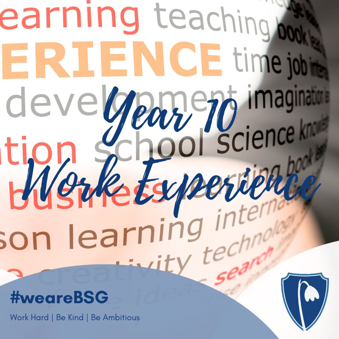 Wishing our Y10 students the very best as they embark on work experience this week. Thank you to all hosting businesses and organisations!
#weareBSG #workhard #bekind #beambitious