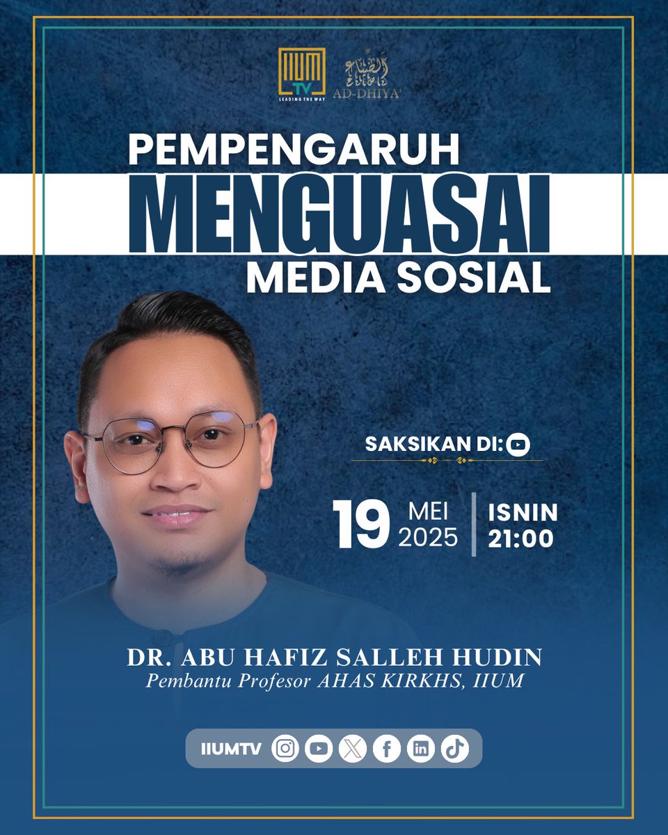 iium_tv's tweet photo. 𝐏𝐄𝐌𝐏𝐄𝐍𝐆𝐀𝐑𝐔𝐇 𝐌𝐄𝐍𝐆𝐔𝐀𝐒𝐀𝐈 𝐌𝐄𝐃𝐈𝐀 𝐒𝐎𝐒𝐈𝐀𝐋 📱

𝗔𝗗-𝗗𝗛𝗜𝗬𝗔' 𝗕𝗘𝗥𝗞𝗔𝗧𝗔 𝗗𝗜 𝗕𝗜𝗕𝗜𝗥, 𝗧𝗘𝗥𝗦𝗘𝗡𝗧𝗨𝗛 𝗗𝗜 𝗝𝗜𝗪𝗔

Assalamualaikum semua! ✨ https://t.co/tkCyNbkhG5