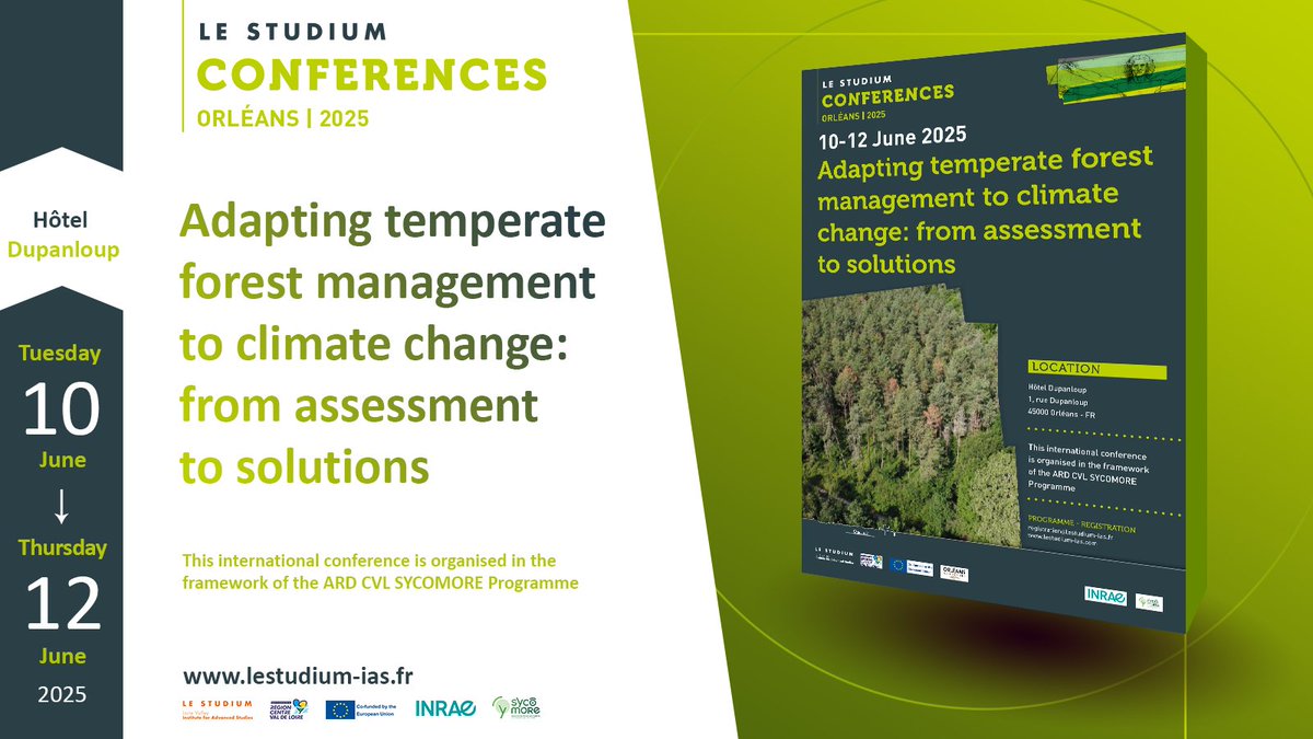 [Programme online]

The programme for the "Adapting temperate forest management to climate change: from assessment to solutions" conference is now online ! 🌳🌿

📅 10 - 12 June 2025
📍 Hôtel Dupanloup - Orléans

👉 urls.fr/n4WUXb

<a href="/RCValdeLoire/">Région Centre-Val de Loire</a> 
<a href="/INRAE_France/">INRAE</a>