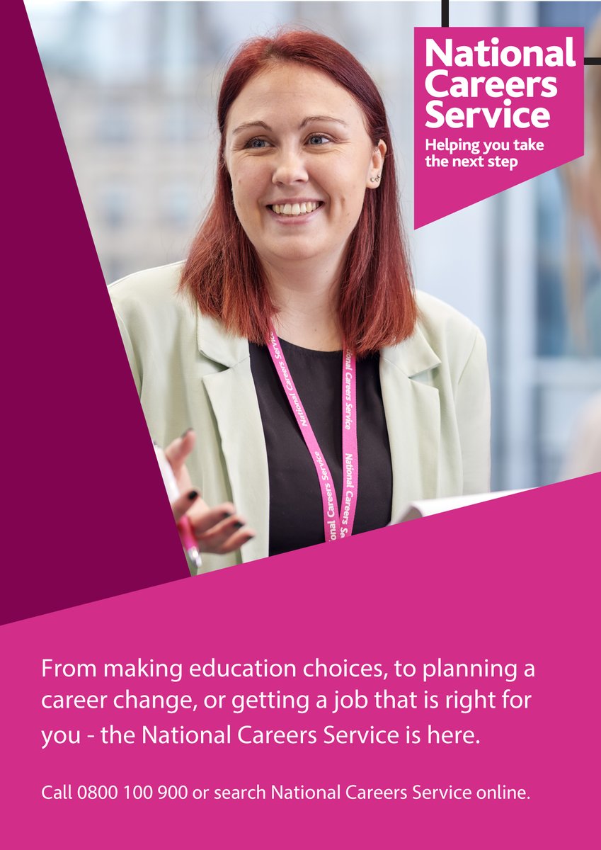 From making education choices, to planning a career change, or getting a job that is right for you - the National Careers Service is here.

Call 0800 100 900 to speak to one of our careers advisers or head to our website ⬇️

ow.ly/ieSQ50TcyhM