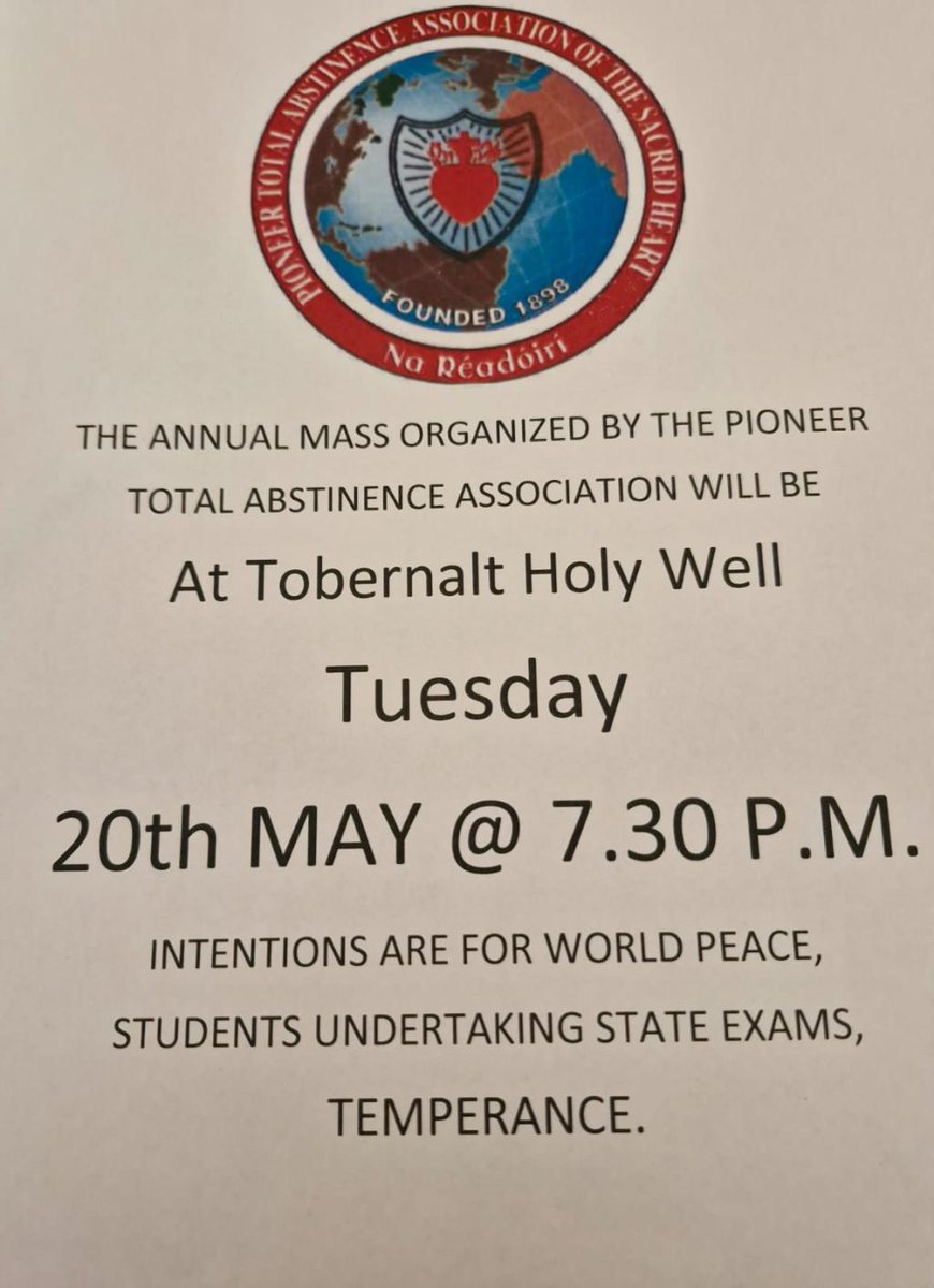 Fr. Pat Lombard will be saying mass at Tobernalt Holy Well on Tuesday 20th May at 7.30pm. Intentions are for world peace, temperance and students undertaking state examinations. <a href="/CeistTrust/">CEIST</a>