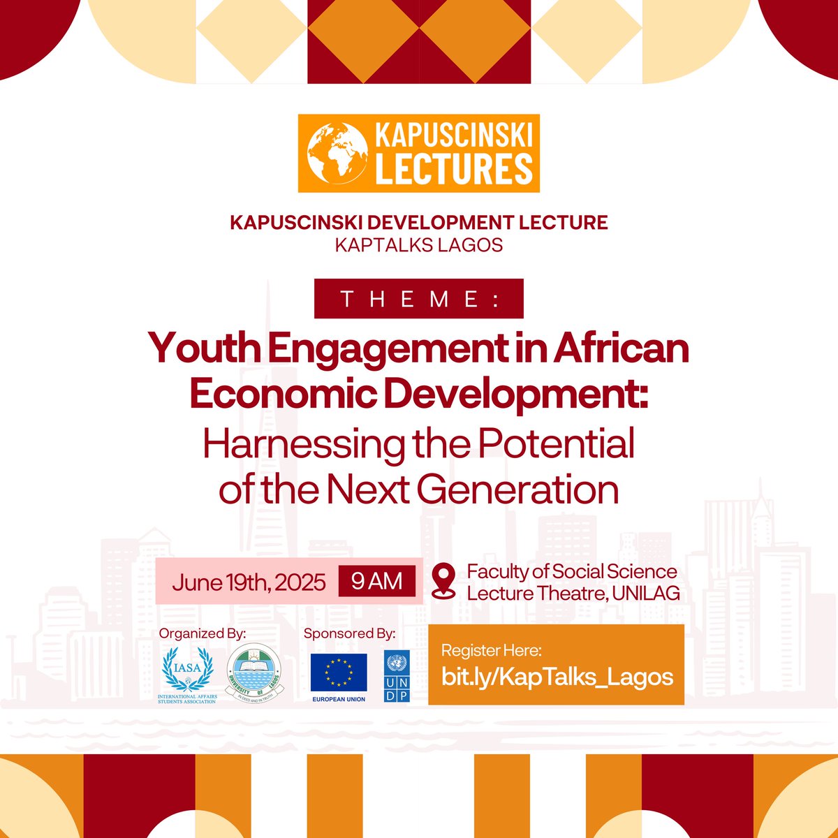 Kapuscinski Development Lecture #KapTalks Lagos

By 2050, Africa’s youth will hit 1B! Unleashing MASSIVE potential! 
Empowered youth + Enabling environment = thriving economy.

Join us at #KapTalksLagos 2025 &amp; Shape Your Future!

Reserve your Spot Now! - bit.ly/KapTalks_Lagos