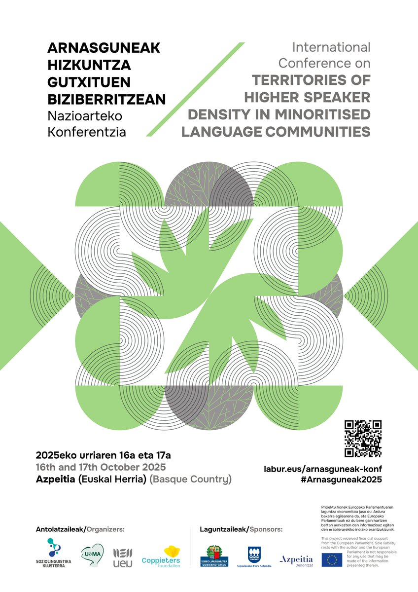 Arnasguneek hizkuntza gutxituen biziberritzean duten garrantzia aztertzeko nazioarteko konferentzia egingo da Azpeitian urriaren 16an eta 17an.
#Arnasguneak2025

labur.eus/arnasguneak-ko…
