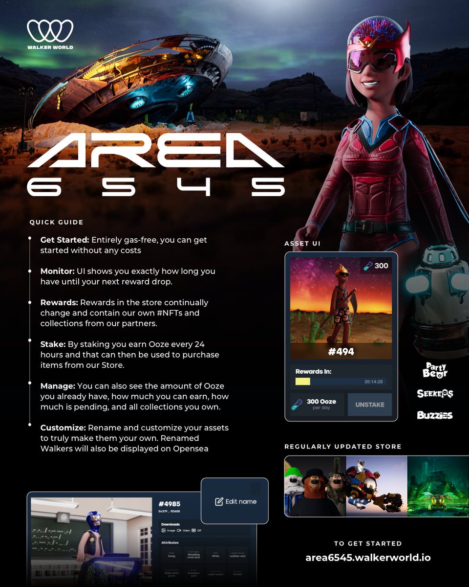 GM CT! 👋

Did you discover Walker World's Area 6545 yet?
Here's a quick guide 👇

✔️ Stake for free (no gas-fees!)
✔️ Harvest OOZE
✔️ Spend OOZE in the Store
✔️ Customize your Walkers
✔️ Claim free OOZE every day
&amp; more!

👽  AREA6545.walkerworld.io 👽