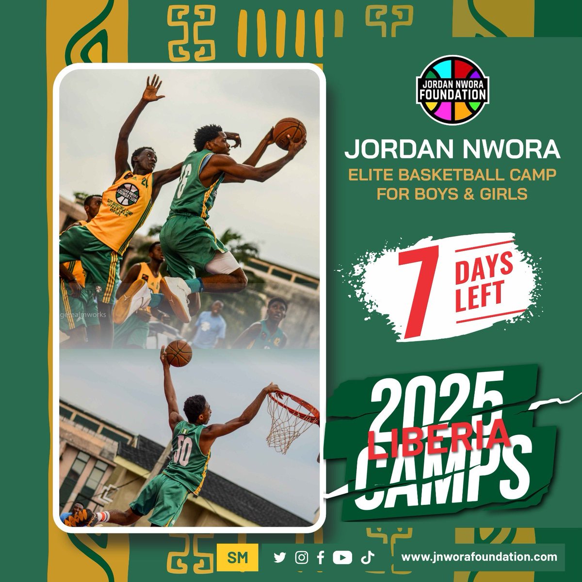 The countdown is on...

Monrovia, Liberia's capital city, will be our first stop this season.

Mark your calendar, save the date...

#JordanNworaFoundation #JordanNwora Elite Basketball Camp #basketball