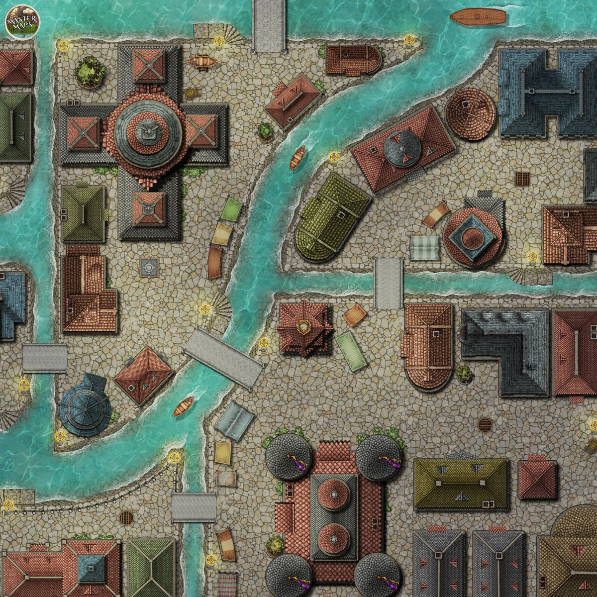 master_maps's tweet image. Canal District - SE [40x40] #dnd #dndmaps #ttrpgmaps #tabletoprpg #battlemap patreon.com/posts/canal-di…