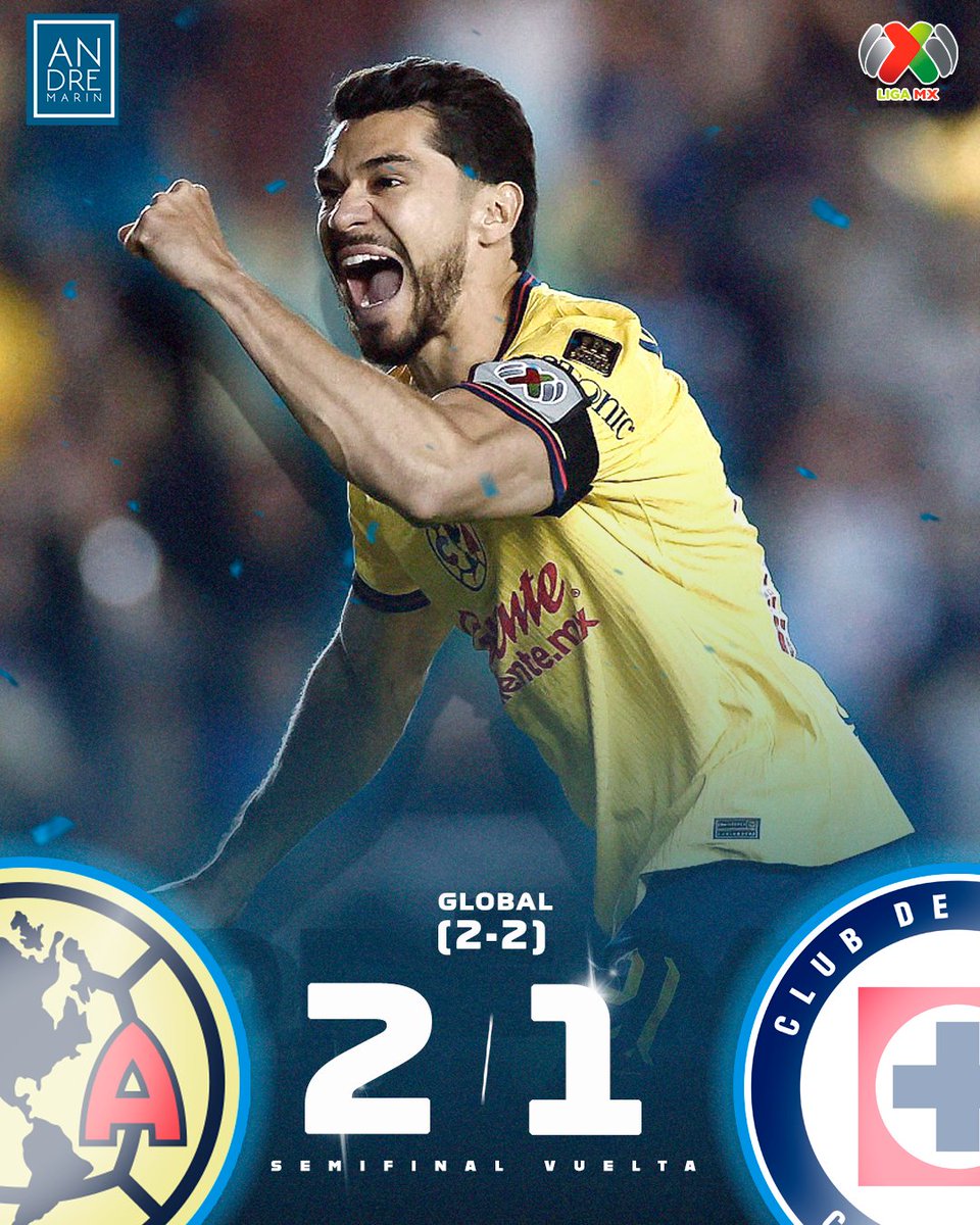 andremarinpuig's tweet photo. ¡El América va por el tetracampeonato!

Cuando todo parecía que Cruz Azul eliminaba al América y le quitaba el sueño del ‘tetracampeonato’ las águilas le dieron la vuelta con anotaciones de Henry Martín al 66’ y Borja al 79’. https://t.co/bOgp41dWX9