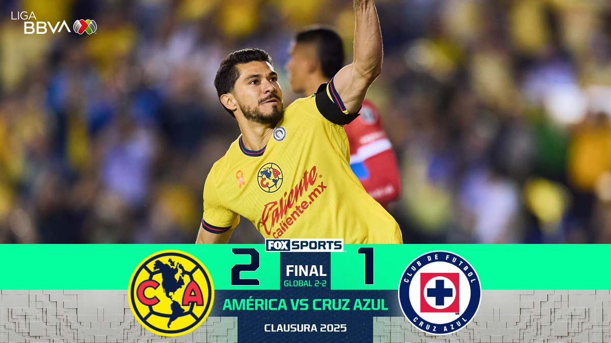 🦅🔥 ¡JAMÁS DEN POR MUERTO AL TRICAMPEÓN DEL FUTBOL MEXICANO!

#CentralFOX | América lo hizo UNA VEZ MÁS: le remontó a Cruz Azul y se instaló en la FINAL del Clausura 2025 de la Liga MX; lucharán por el título ante Toluca 🤫
