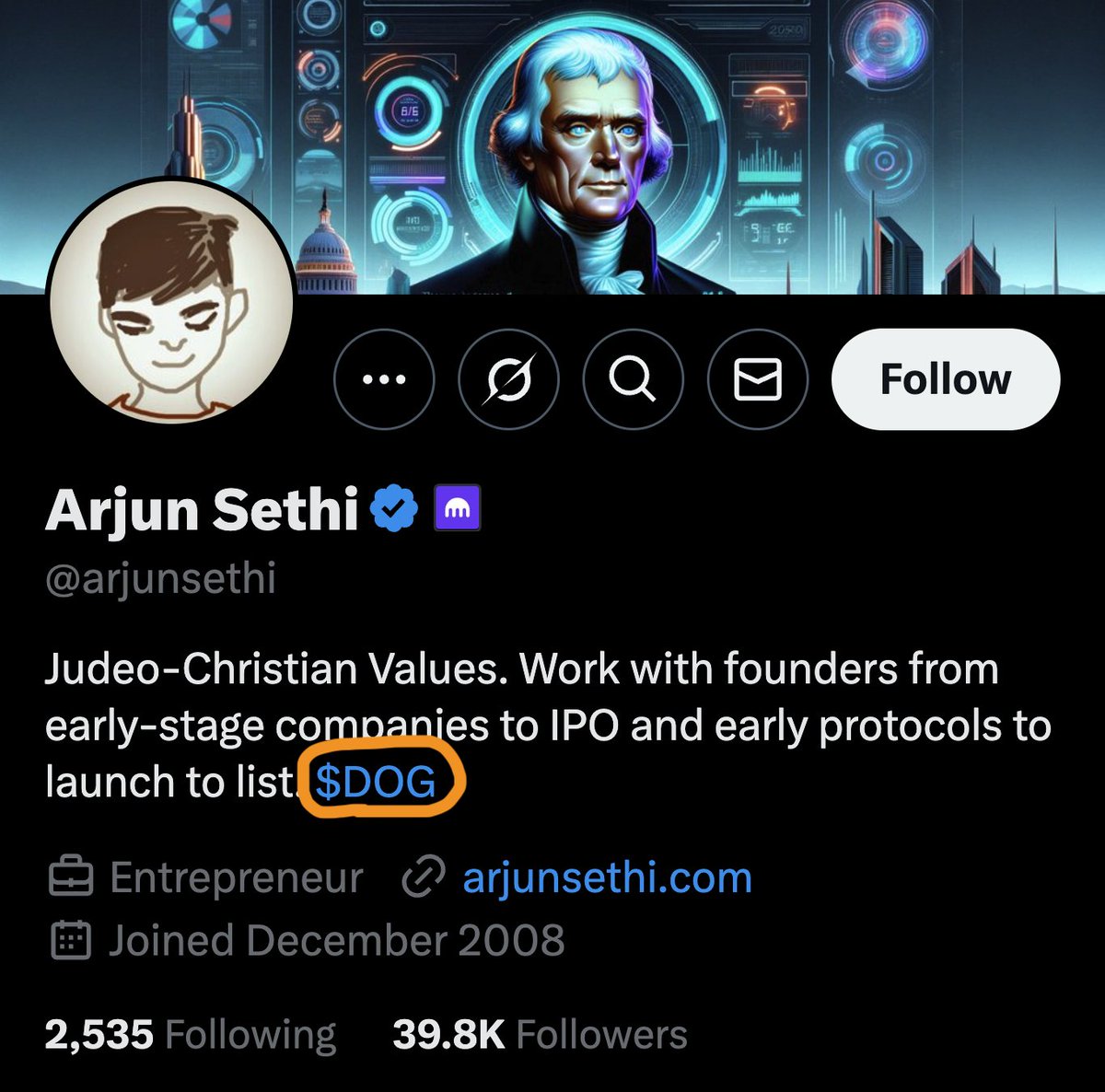 BREAKING: The CEO of the tier-1 CEX <a href="/krakenfx/">Kraken</a> has just added $DOG to his X bio