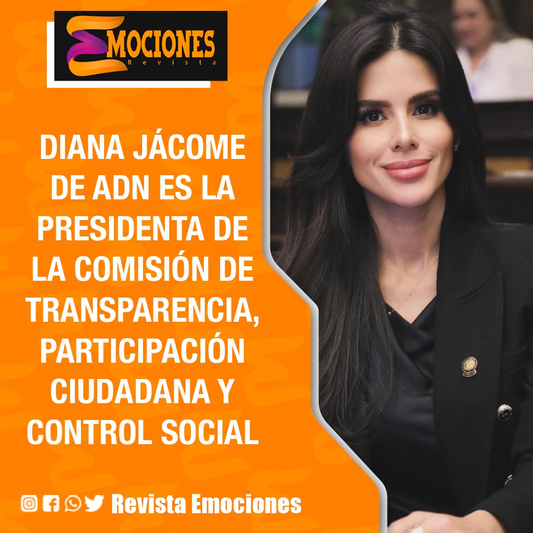 La asambleísta Diana Jácome, representante de la bancada de Acción Democrática Nacional (ADN), ha sido designada como presidenta de la Comisión de Transparencia, Participación Ciudadana y Control Social.