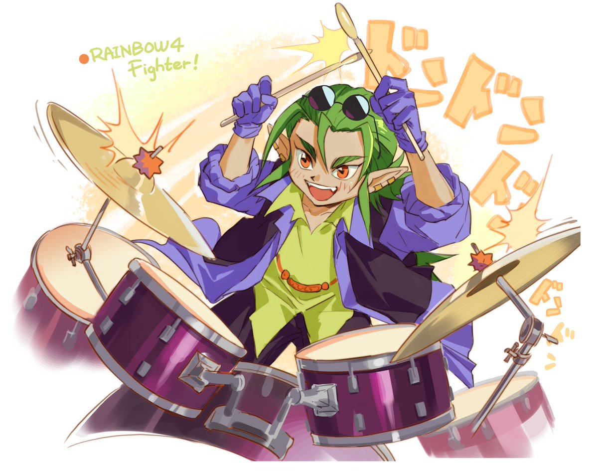 #超魔神英雄伝ワタル　听了角色曲太可爱了！开头的猛烈打鼓真的很本人出演，试着用赛璐璐风格画了