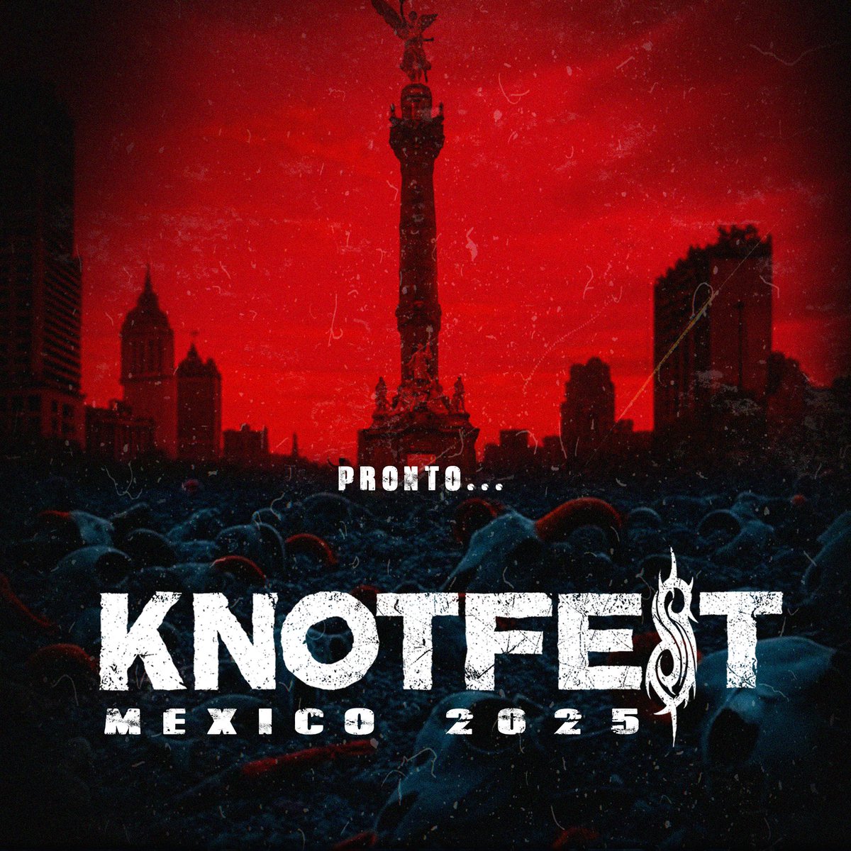 EvilMetalMX's tweet photo. Knotfest México 2025  está de vuelta para hacer temblar el país con lo mejor del metal: leyendas y sangre nueva en un escenario doble. Bandas icónicas y nuevas promesas llegarán a finales de año. ¡El cartel completo se anunciará pronto! #KnotfestMX #ConciertosMéxico https://t.co/mwTLDwBVHe