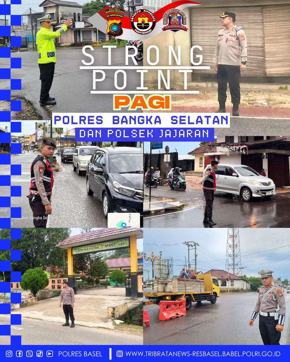 polres_basel's tweet photo. Kapolres Bangka Selatan Pimpin kegiatan Strong Point Pagi/ pengaturan Lalu Lintas Pagi Personil Polres Bangka Selatan dan Polsek Jajaran.
.
.
#pengaturan
#strongpoint
#polresbasel
#polresbangkaselatan
#poldababel
#polri
#presisi
.
.
@divisihumaspolri
@polisi_indonesia https://t.co/dgNHxZnFfq