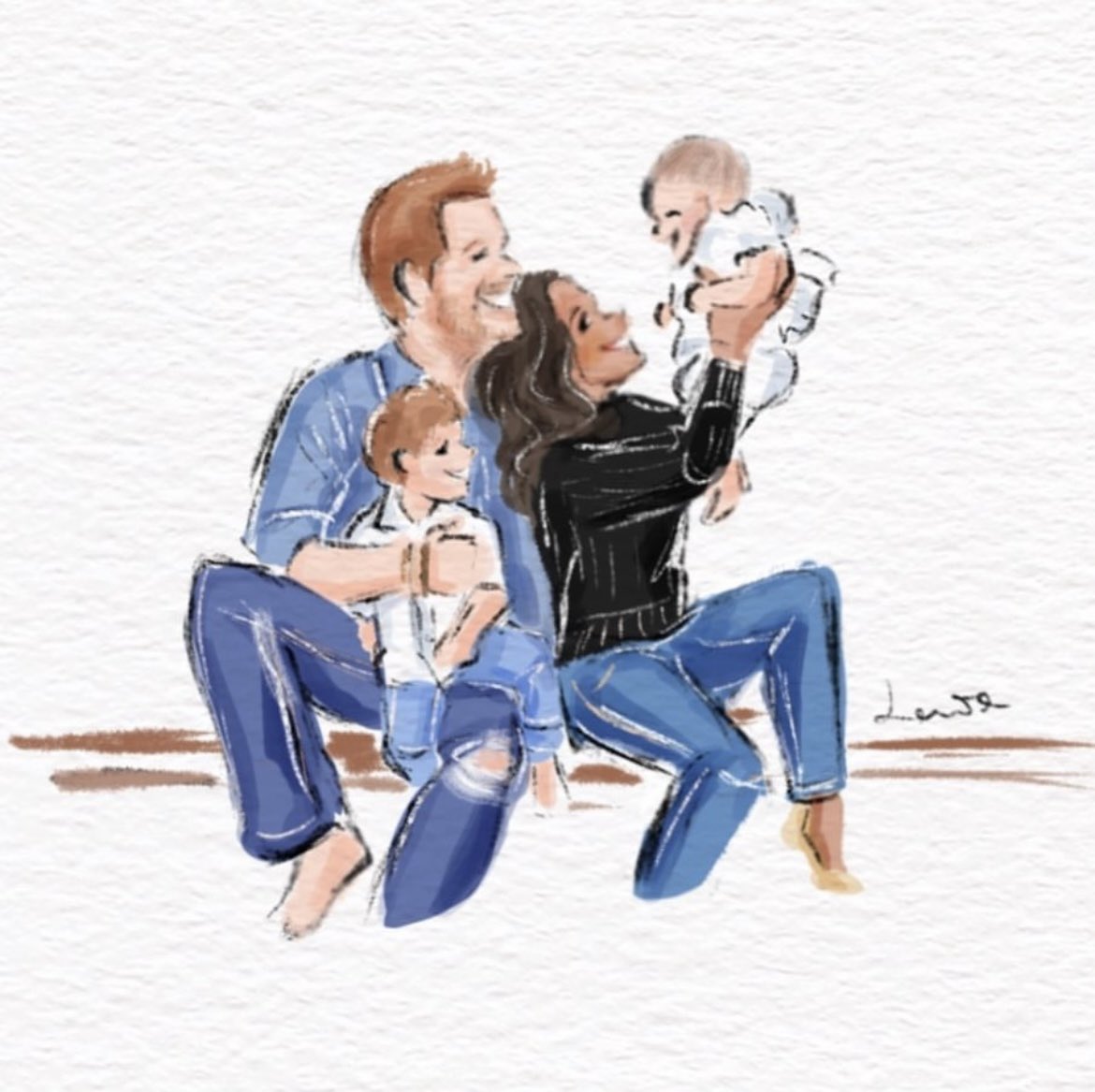 Lenillustration's tweet image. Happy wedding anniversary to Duke and Duchess of Sussex