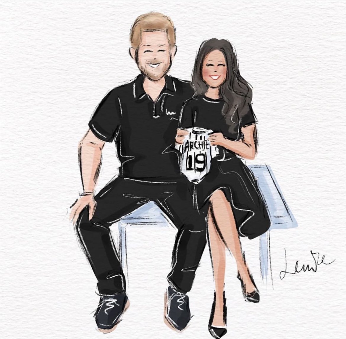 Lenillustration's tweet image. Happy wedding anniversary to Duke and Duchess of Sussex