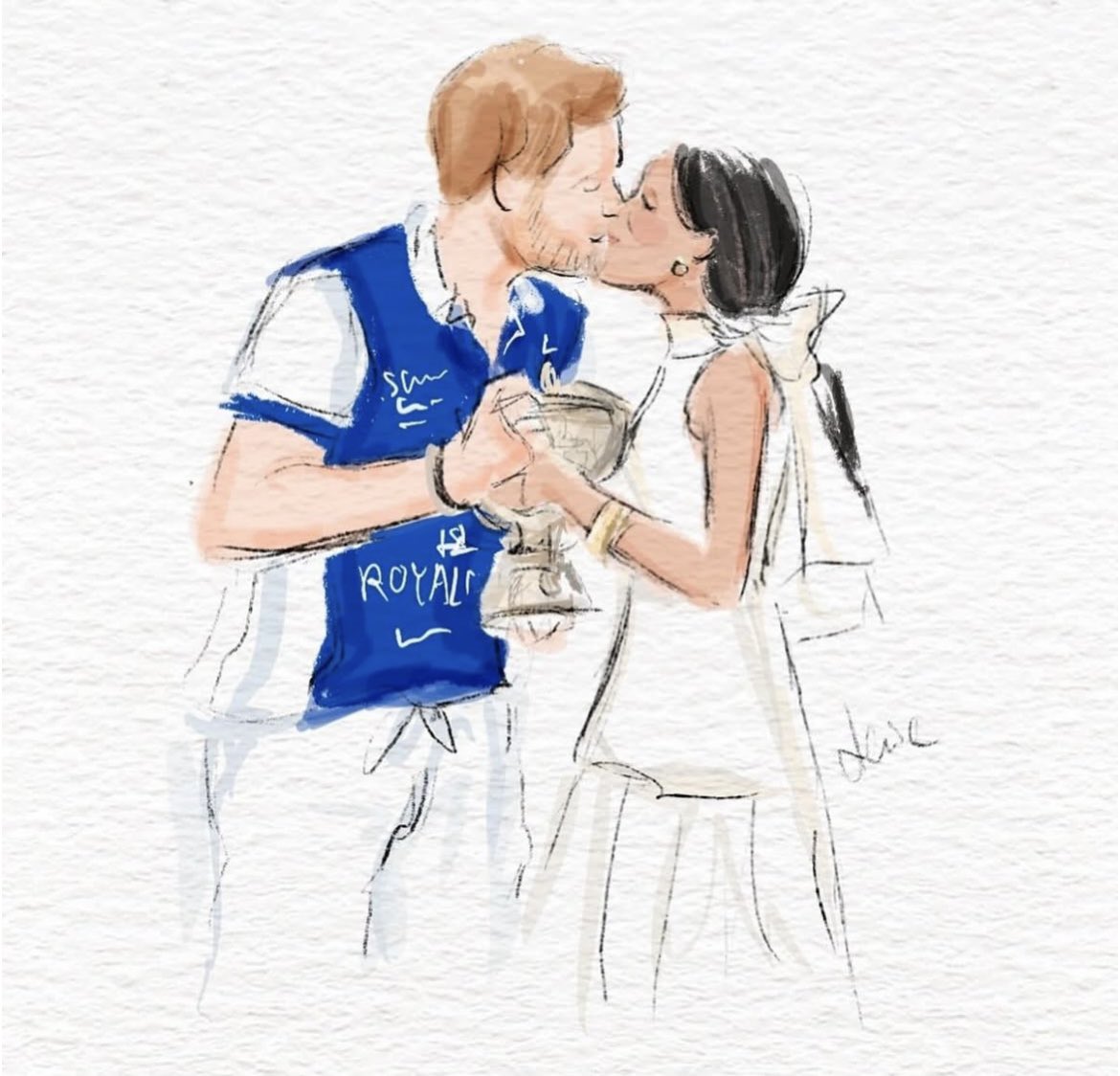 Lenillustration's tweet image. Happy wedding anniversary to Duke and Duchess of Sussex