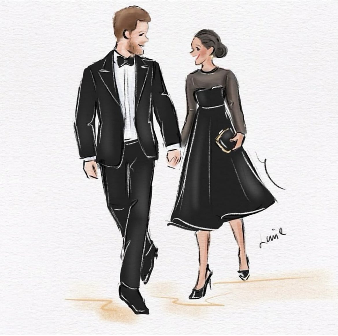 Lenillustration's tweet image. Happy wedding anniversary to Duke and Duchess of Sussex