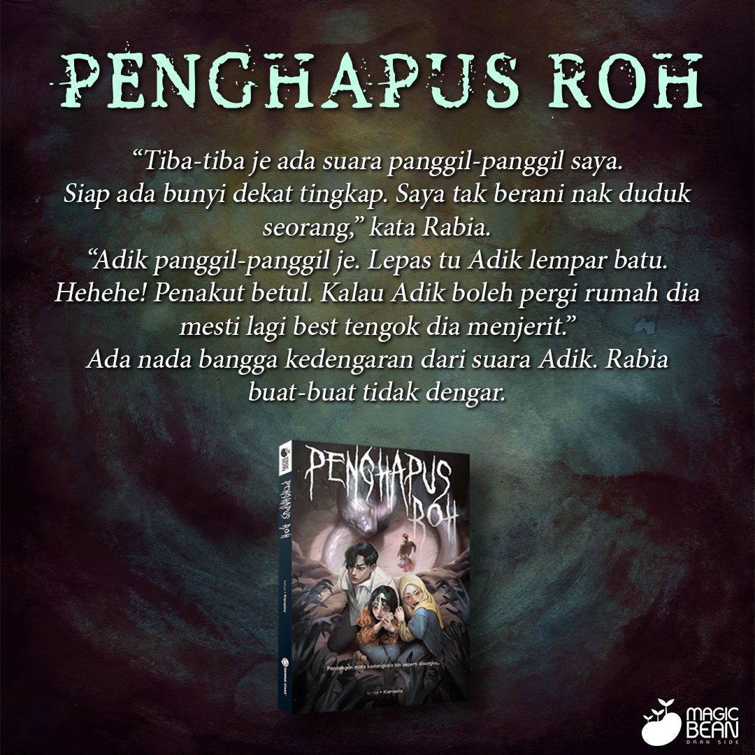 KGSNovels's tweet photo. Suka pula 'Adik' mengusik ya...

“Saya boleh bantu awak halau ‘benda tu’.”
“Halau? Awak boleh halau...”

Berkerut dahi Masha. Sungguh dia tak faham. Apa pula alatan yang diperlukan Rabia?

📗PENGHAPUS ROH oleh @kieraeinz 
https://t.co/kp4ckiHIdA https://t.co/hrzgZuXBuL