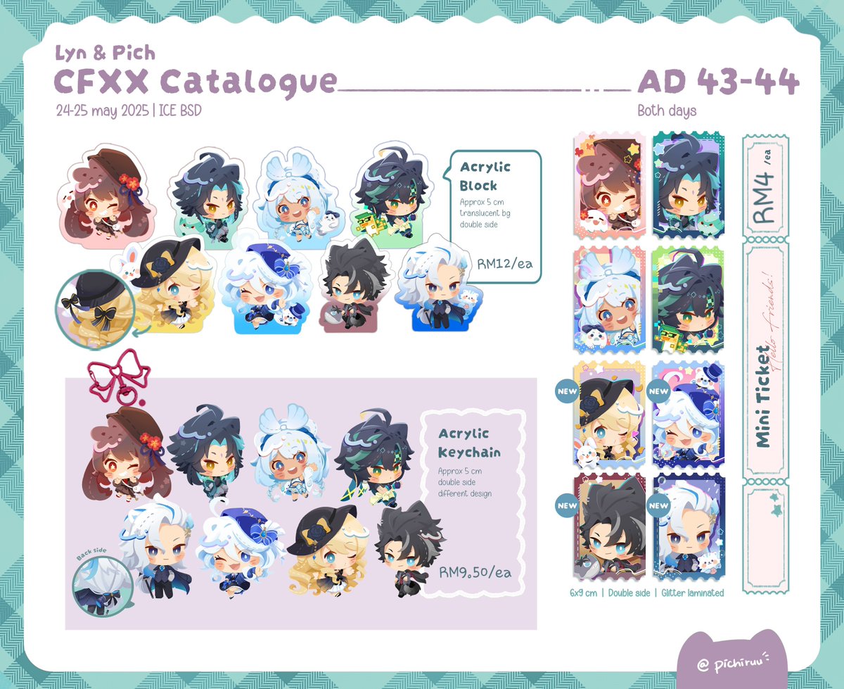 🌸Lyn&amp;Pich CFXX Merch
💌by <a href="/pichiruu/">(꒪꒳꒪) Pichii | CFXX AD 43-44</a> 
✅RM1.50 - RM26.50

🔗forms.gle/ZZgB8QAF4SYJvs…

⏰Deadline 6 PM, 2 June 2025 (MYT)
➡️More merch in the catalogue below
💡Need 2nd payment

#lucemyGO #pasaranimeMY #GenshinImpact #MyHeroAcademia