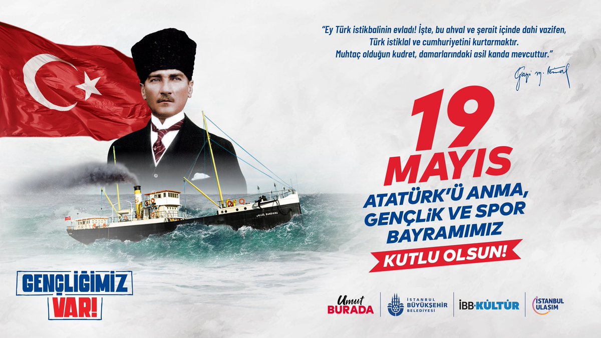 Bugün 19 Mayıs. 

1919 yılı Mayıs’ının 19’uncu günü Samsun’a çıkan, Kurtuluş Savaşımızı başlatan Gazi Mustafa Kemal Atatürk, gençlere şöyle seslenmişti: 

“Ey yükselen yeni nesil! Gelecek sizindir. Cumhuriyeti biz kurduk; onu yükseltecek ve devam ettirecek sizsiniz.”

Başarmak