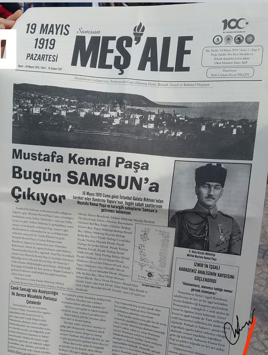 Yazıyorrrr yazıyorrrr diyordu 19 Mayıs 1919 günü Samsun'da yayın yapan Meşale gazetesini satan çocuklar..Yazıyor bugün Mustafa Kemal Paşa Samsun'a çıkıyor diye..Tam 106 yıl oldu o gazete çıkalı ama o heyecan Samsun'da hiç eksilmedi..#19mayis1919 #Samsun #Atatürk #Bayram