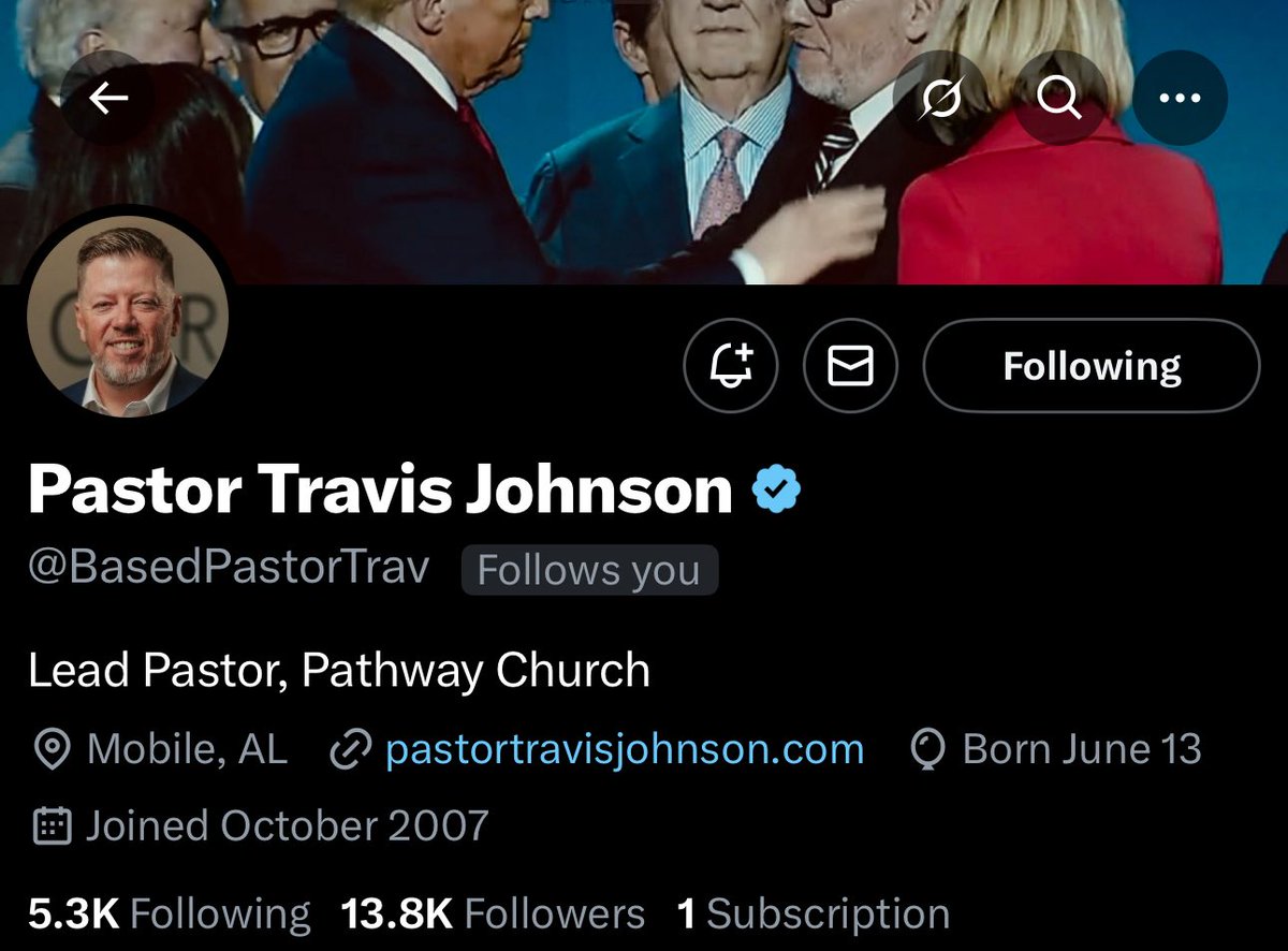 Go connect with <a href="/BasedPastorTrav/">Pastor Travis Johnson</a> 🇺🇸