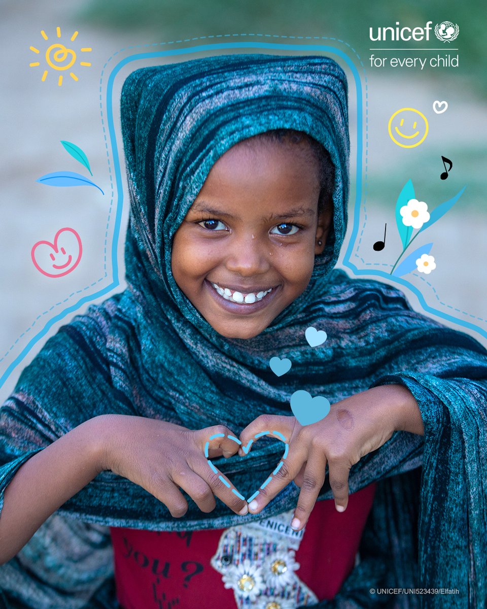 #수단 어린이는 3년 째 이어지는 내전으로
불안함을 떨치지 못한 채 1분 1초를 보내고 있습니다.

#유니세프 는 기본적인 영양과 식수는 물론
어린이가 긍정적인 마음으로 미래를 그릴 수 있도록
다양한 놀이활동 및 #마음건강 지원사업을 펼치고 있습니다.

수단 #어린이 가 어려운 상황 속에서도