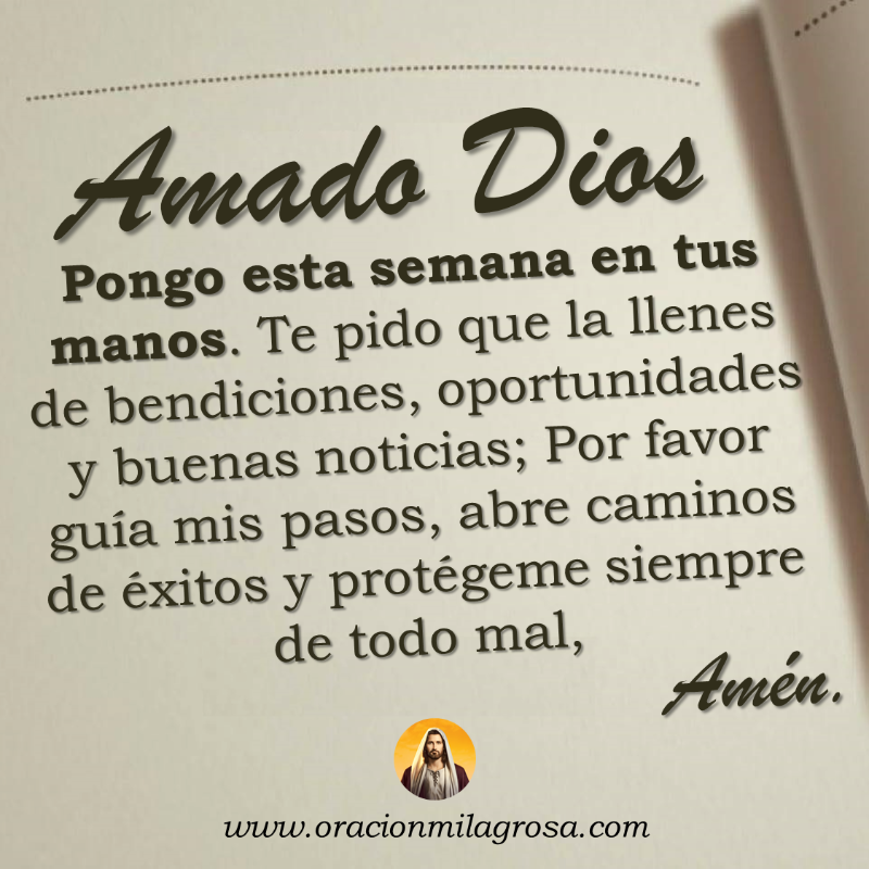 oracion_milagro's tweet photo. HAZ ESTA ORACIÓN Y TENDRÁS UNA GRAN SEMANA: Amado Dios, gracias por esta nueva semana. Hoy te entrego mis planes y mis sueños; Te pido que camines a mi lado, que me guíes con tu sabiduría y me llenes de paz, bendiciones y milagros.

Haz esta oración en: https://t.co/vn3JlkzNAp ✨