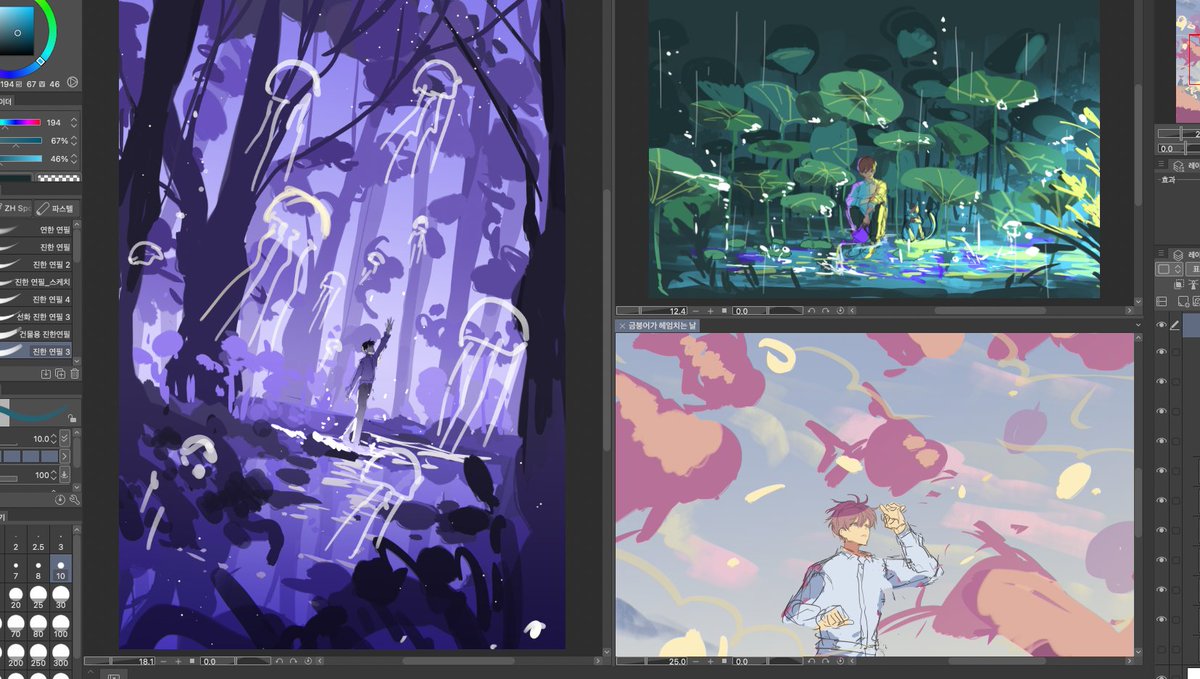 개인작을 소홀히 하여 6월 중순까지 개인작에 집중해서 
일주일에 3장씩 해보려고 해요! 
2차창작도 간간히 하겠고 색감연구도 계속하겠지만 개인작 위주로 작업할거 같아요!!