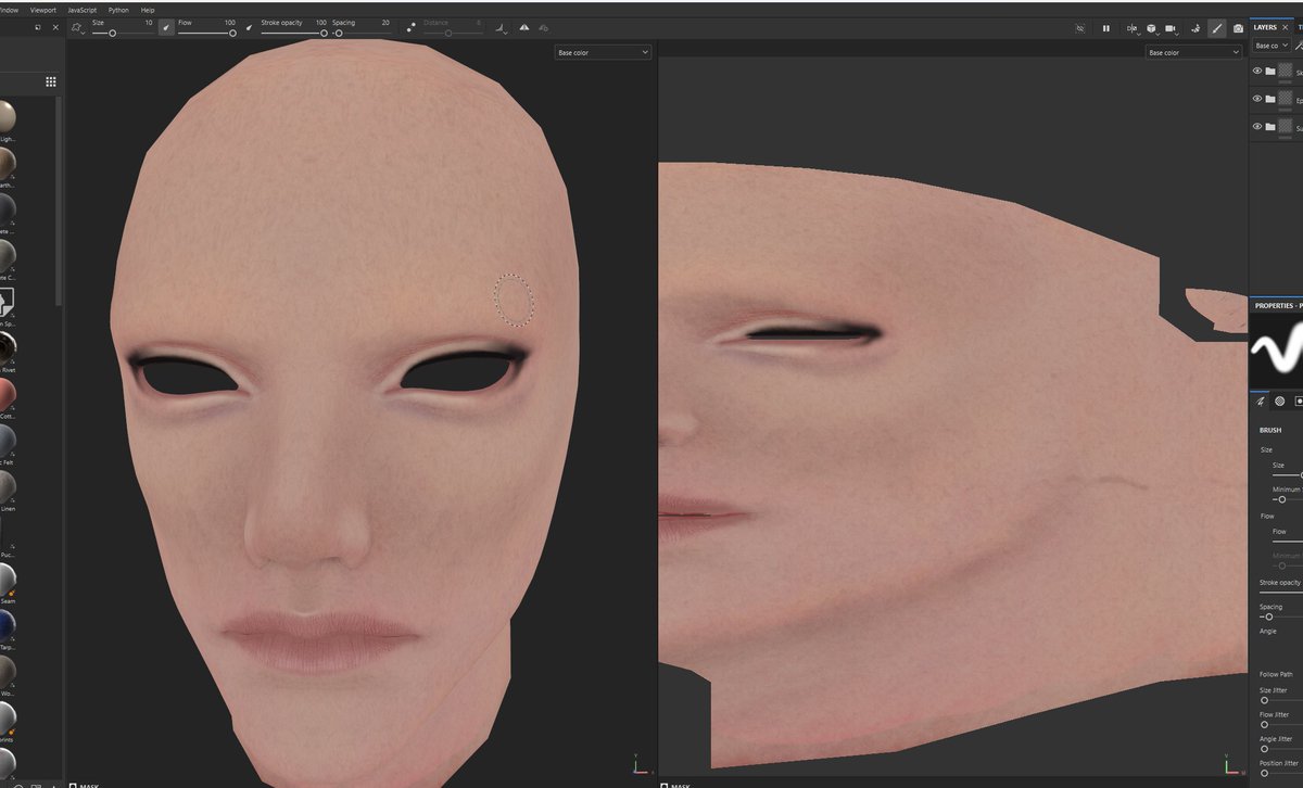 Sharing some Abel Remake WIPs. One image is how it started (Subdermal layer) and the other is where its at now with the Epidermal layer added, plus some details and capillary breakup.