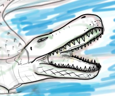 ChadimusScipio's tweet photo. I dont post my progress enough here on X, xd. WIP of a #Purussaurus I am making for @lilyrinn
Just working on the rough lineart rn. Tryna decide between a more painterly or line focused piece.
#Art #paleoart #illustration #WIP #Caiman #Crocodilian https://t.co/4Tzdem4DYh
