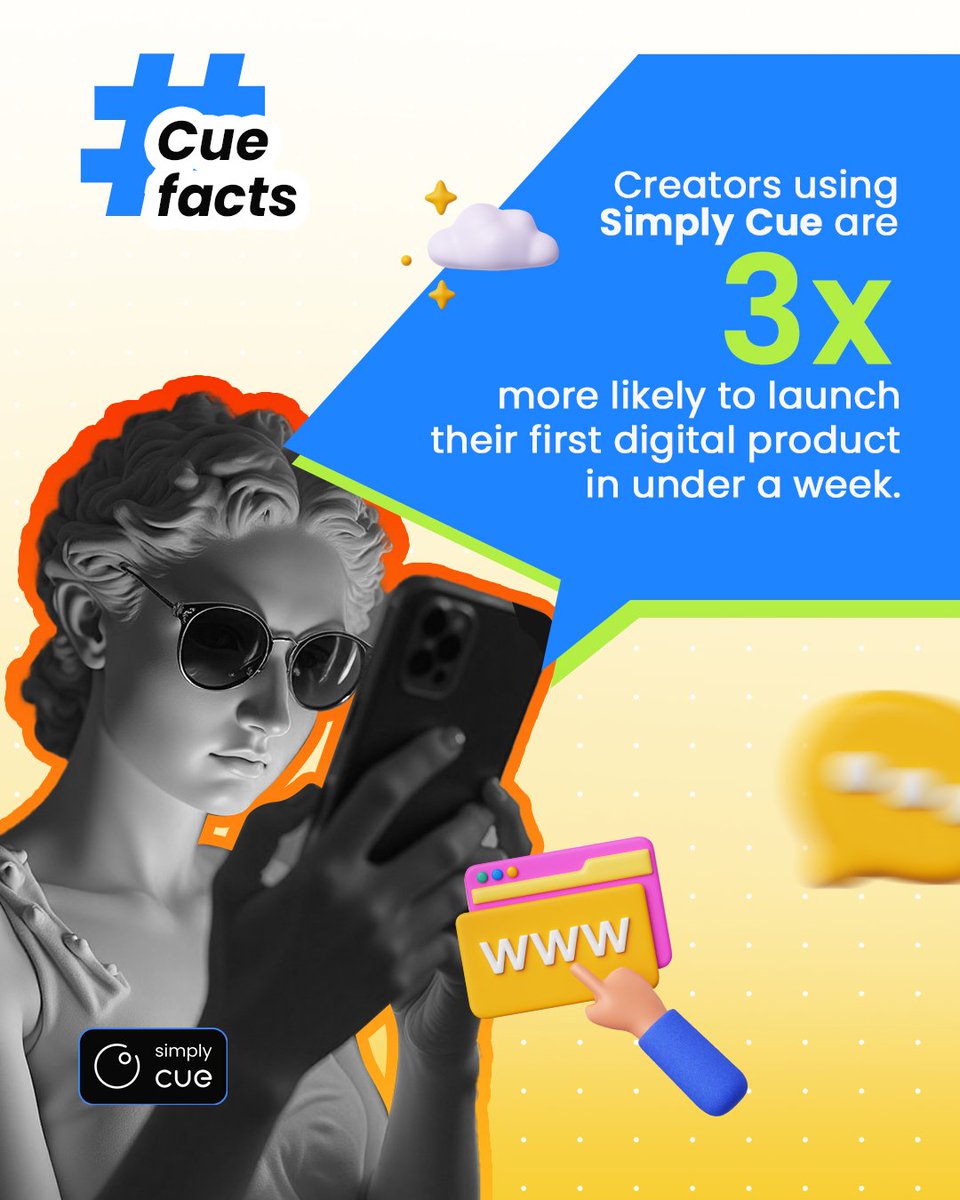 simplycue_com's tweet photo. Zero to launched in 7 days or less? Simply Cue said yes. 🚀

#CreatorTrends #SimplyCue #CueTips #DigitalProducts #ContentThatSells #MadeForCreators https://t.co/xHsWJqHSml