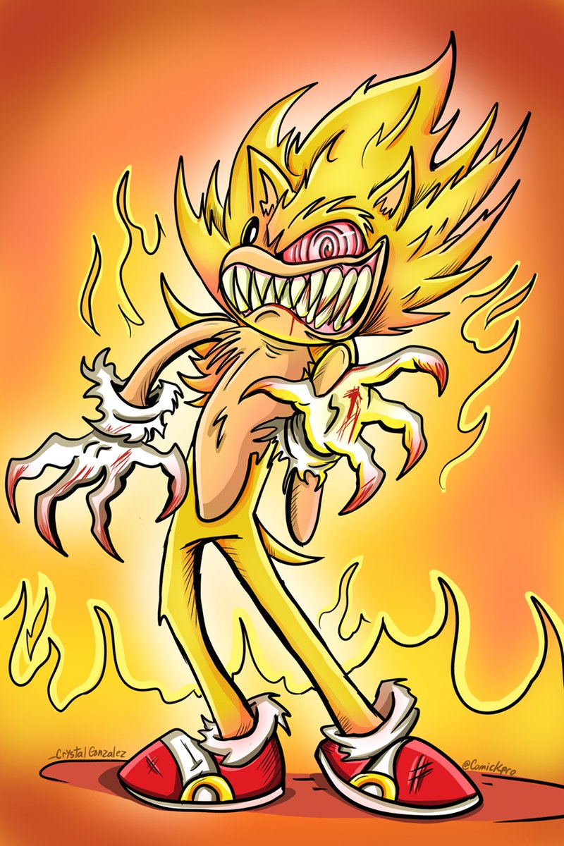 Comickpro's tweet image. A commission piece for Anon (art posted with permission). They requested a drawing of Fleetway Super Sonic.

Commissions are still open! Paypal only. If interested, note me on Newgrounds, DeviantArt, or my web contact form inthedarkcomics.com/contact