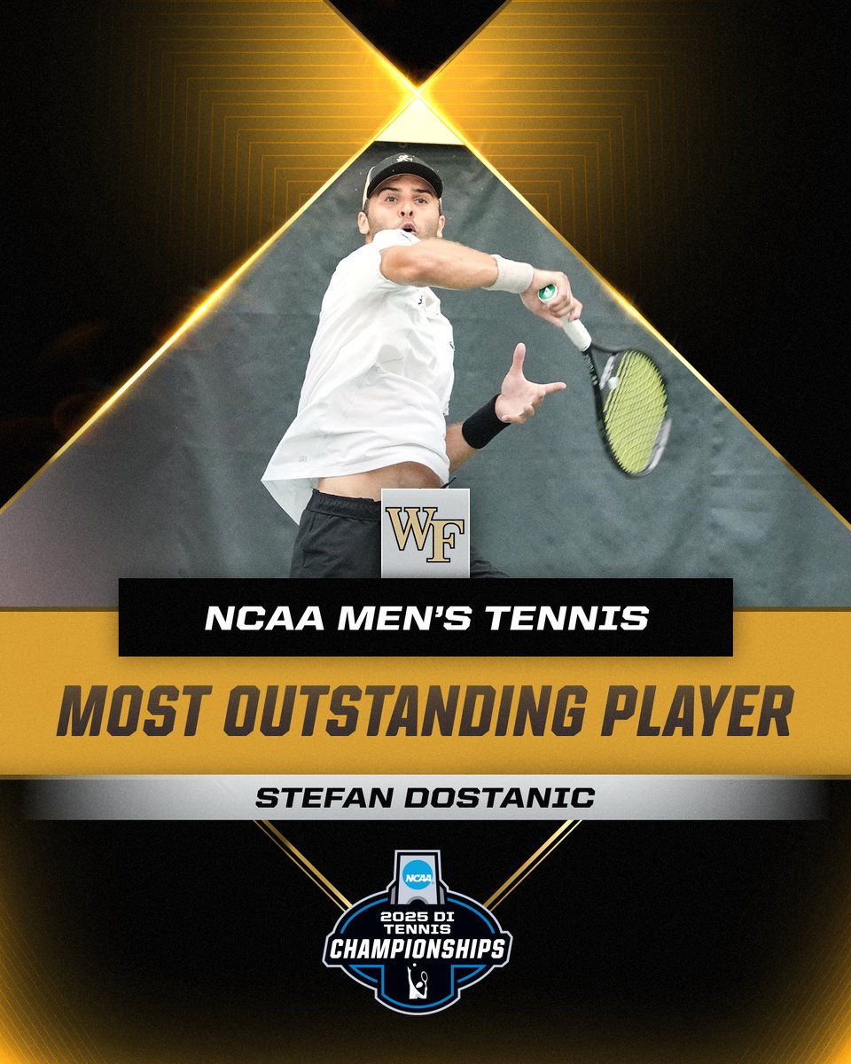 NCAA Tennis (@ncaatennis) on Twitter photo The 2025 #NCAATennis Men's Tennis Championship Most Outstanding Player π‡οΈ
Stefan Dostanic, <a href="/WakeMTennis/">Wake Forest Men's Tennis</a> The 2025 #NCAATennis Men's Tennis Championship Most Outstanding Player π‡οΈ
Stefan Dostanic, <a href="/WakeMTennis/">Wake Forest Men's Tennis</a>