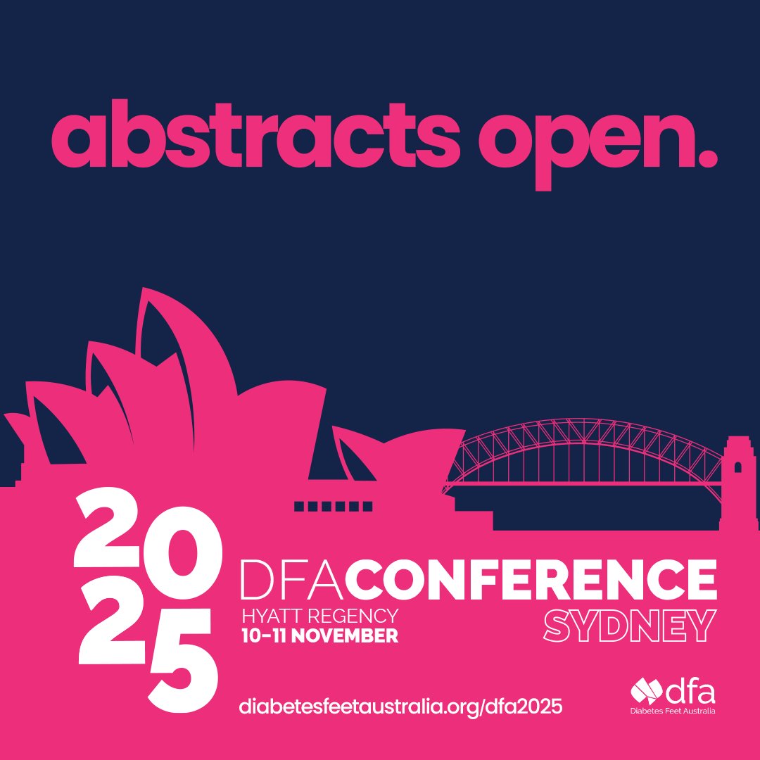 Abstract submissions are now open for the DFA2025 Conference. Learn more and download the form at diabetesfeetaustralia.org/dfa2025/#abstr…