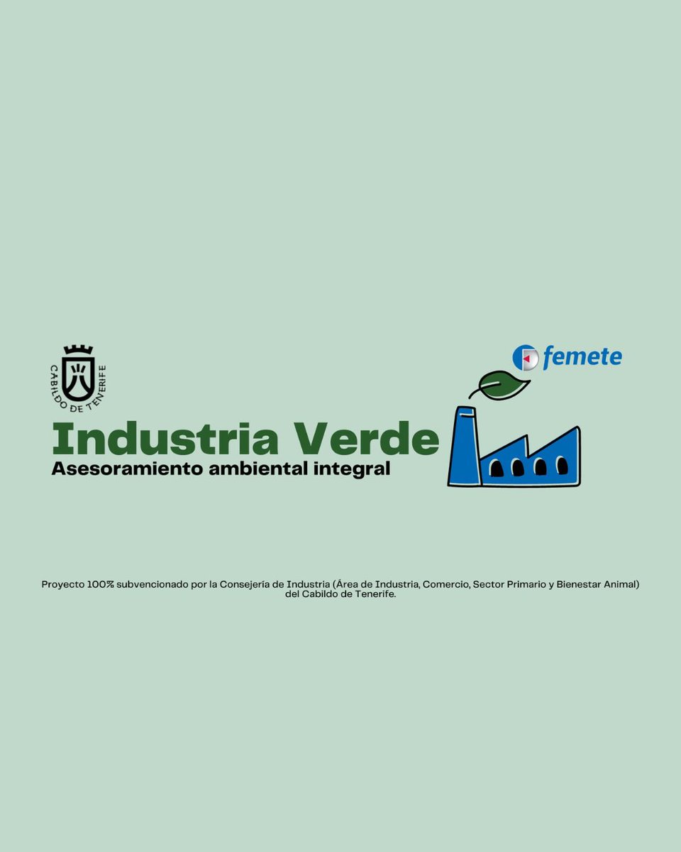 🌿 Desde la Consejería de Industria apoyamos Industria Verde, un proyecto de <a href="/Femete/">🅵🅴🅼🅴🆃🅴</a> que impulsa la sostenibilidad, la formación en empleos verdes y la eficiencia energética.

Apostamos por una industria más fuerte, moderna y comprometida con Tenerife.