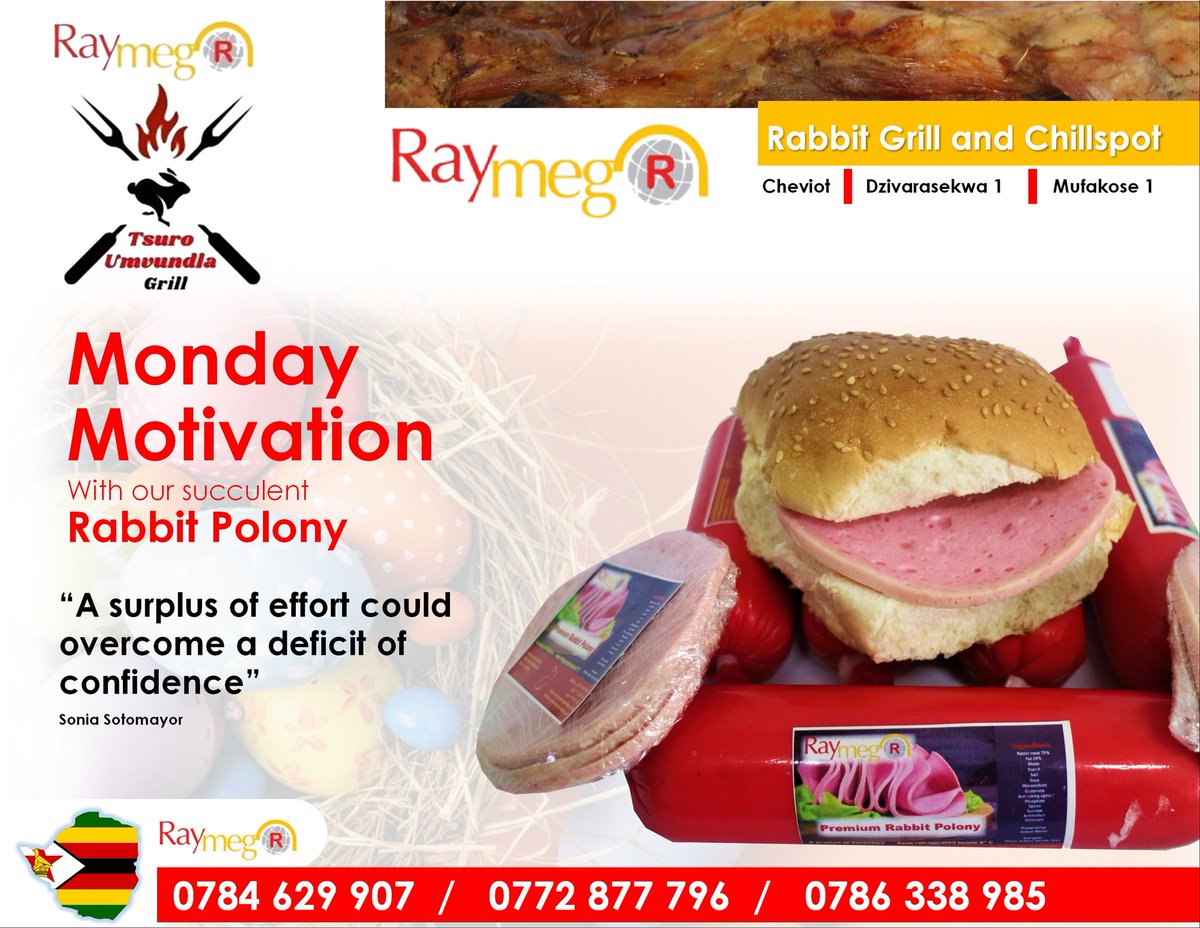 Monday Motivational vibes ✨️ 
Happy New Week!
#raymegrabbit #simplydelicious #flamegrilledburger #ovenfresh #rabbitpolony