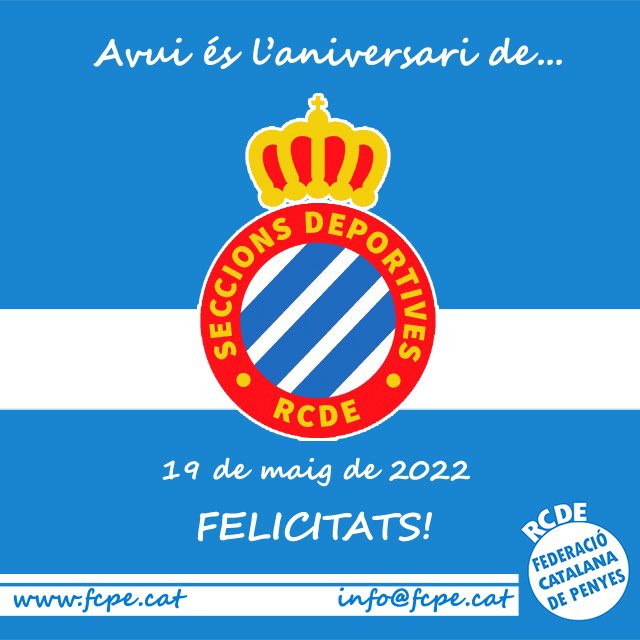 Avui es l’aniversari de <a href="/SDEspanyol/">SDEspanyol</a> 
Moltes felicitats, peric@s!!!
#RCDE #FCPE
