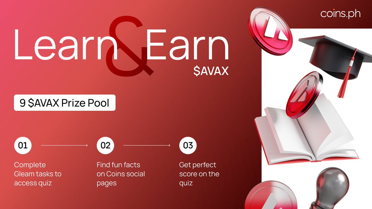 coinsph's tweet photo. Learn & Earn is back, and we have $AVAX (@avax) in the mix!

🪙 9 $AVAX (₱10.9K+) prize pool
🏆 20 winners will get 0.45 $AVAX (₱550) each!

How to join:
1️⃣ Complete Gleam tasks 👉 https://t.co/rNCfksZSA4
2️⃣ Learn about the token on Coins Academy (May 20–21)
3️⃣ Ace the quiz on May 22.

Don’t miss out 👉 https://t.co/c22uVg1xa7

#CoinsPH #CoinsRewards #Ӿ