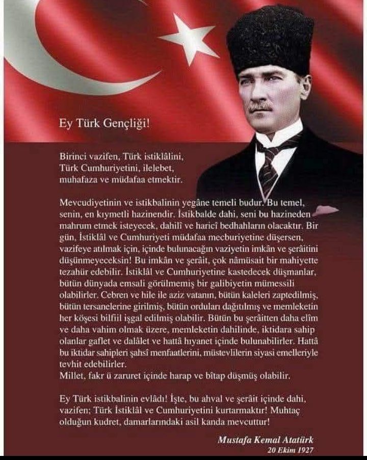 19 Mayıs Atatürk’ü Anma,
Gençlik ve Spor Bayramımız kutlu olsun.ne mutlu türküm diyene
